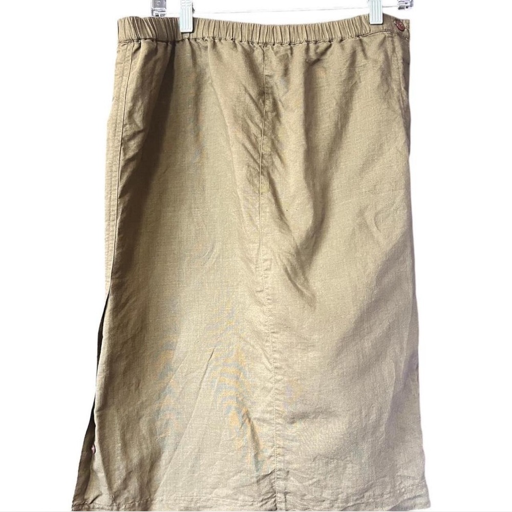 Vintage Khaki midi skirt with side buttons